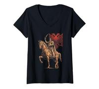 Mujer Bandera De Skanderbeg Albania Y Kosovo para Un Orgulloso Camiseta Cuello V
