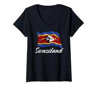 Mujer Bandera de Suazilandia Sudáfrica Hombres Mujeres Niños Eswatini Camiseta Cuello V
