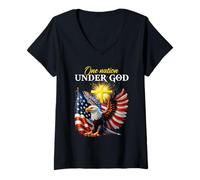 Mujer Bandera de una nación bajo Dios del 4 de julio patriótica cristiana Camiseta Cuello V