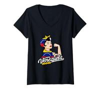 Mujer Bandera de Venezuela Mamá Mujer Fuerte Raíces Venezolanas Camiseta Cuello V