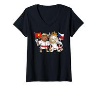 Mujer Bandera de Vietnam República Checa Raíces vietnamitas Checa Camiseta Cuello V