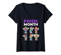 Mujer Bandera del Arco Iris del Mes del Orgullo Celebración Diversidad Igualdad Amor Camiseta Cuello V