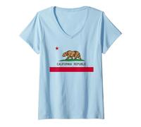 Mujer Bandera del estado de California de la República de California Camiseta Cuello V