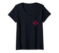 Mujer BANDERA DEL ESTADO DE MÉXICO ZIA SÍMBOLO SOL ALBUQUERQUE SANTA FE Camiseta Cuello V