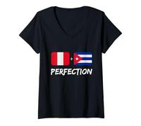 Mujer Bandera del Patrimonio de la Perfección Cubana Plus Camiseta Cuello V