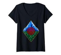 Mujer Bandera del Pueblo romaní, Bandera Gitana, geométrica, Patrimonio romaní Camiseta Cuello V