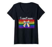 Mujer Bandera Divertida del Arco Iris del Orgullo Gay I Can't Even Think Straight Camiseta Cuello V