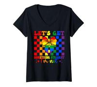 Mujer Bandera divertida del orgullo gay Let's Get Something Straight I'm Not Camiseta Cuello V
