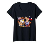 Mujer Bandera EE. UU. Chile Raíces Estadounidense-Chilenas Camiseta Cuello V