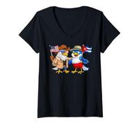 Mujer Bandera EE. UU. Cuba Raíces Estadounidense-Cubanas Herencia Camiseta Cuello V