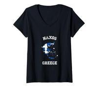 Mujer Bandera Envejecida de Grecia Orgullo de Naxos Camiseta Cuello V