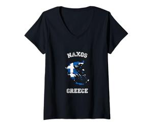 Mujer Bandera Envejecida de Grecia Orgullo de Naxos Camiseta Cuello V