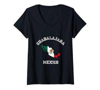 Mujer Bandera Envejecida de México Orgullo de Guadalajara Camiseta Cuello V