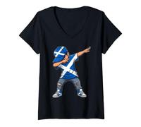 Mujer Bandera Escocesa Dab Boy Scotland Pride Design Camiseta Cuello V