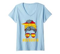 Mujer Bandera España Señora España Segovia Camiseta Cuello V