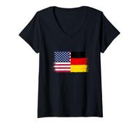 Mujer Bandera Estados Unidos Alemania del Orgullo Americano Alemán Camiseta Cuello V