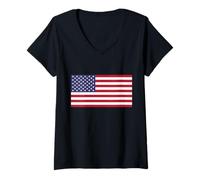 Mujer Bandera Estados Unidos USA American Flag Hombre Mujer Camiseta Cuello V