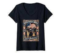 Mujer Bandera Estadounidense de 250 años, 250 Aniversario, USA Eagle Liberty Camiseta Cuello V
