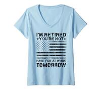 Mujer Bandera Estadounidense de jubilación I'm Retired Youre Not Funny Camiseta Cuello V