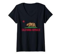 Mujer Bandera ESTATAL DE California LOS Angeles San Francisco Diego Camiseta Cuello V
