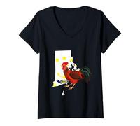 Mujer Bandera estatal de Rhode Island Hope Red Rooster Camiseta Cuello V