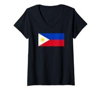 Mujer Bandera Filipina de Filipinas Camiseta Cuello V