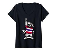 Mujer Bandera Filipina Mapache Divertido Filipinas Camiseta Cuello V