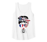 Mujer Bandera Francesa Americana de café mamá niña Hermana tía Francia Estados Unidos Camiseta sin Mangas