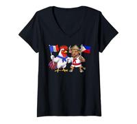 Mujer Bandera Francia Filipinas Raíces Francesas Herencia Filipina Camiseta Cuello V