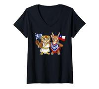 Mujer Bandera Grecia Chile Raíces Greco-Chilenas Herencia Camiseta Cuello V