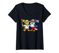 Mujer Bandera Guyana Cuba Raíces Guyanesas Herencia Cubana Camiseta Cuello V