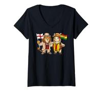 Mujer Bandera Inglaterra Bolivia británico inglesas Reino Unido Camiseta Cuello V
