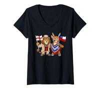 Mujer Bandera Inglaterra Chile Raíces inglesas Reino Unido chilena Camiseta Cuello V