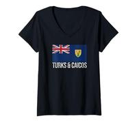 Mujer Bandera Islas TURCAS Y Caicos PROVIDENCIALES Islander Camiseta Cuello V