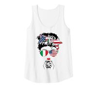 Mujer Bandera Italiana Americana de café mamá niña Hermana tía Italia Estados Unidos Camiseta sin Mangas