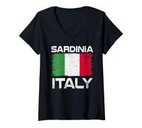 Mujer Bandera Italiana de Cerdeña con diseño de Bandera Italiana Camiseta Cuello V
