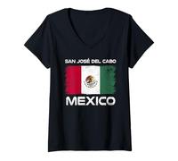 Mujer Bandera Mexicana de San José del Cabo con diseño de Bandera Mexicana Orgullosa Camiseta Cuello V