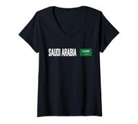 Mujer Bandera Nacional de Arabia Saudita, Retro, patriótica Envejecida Camiseta Cuello V