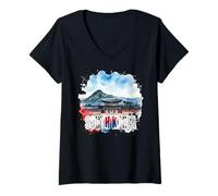 Mujer Bandera Nacional de Corea del Sur Patriótica Corea del Sur Camiseta Cuello V
