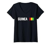 Mujer Bandera Nacional de Guinea Retro con gráfico patriótico Envejecido Camiseta Cuello V