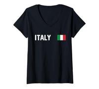 Mujer Bandera Nacional de Italia, Retro, con gráfico patriótico Desgastado Camiseta Cuello V