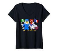 Mujer Bandera Nigeria Francia Raíces Nigerianas Herencia Francesa Camiseta Cuello V