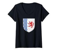 Mujer Bandera Nouvelle-AQUITAINE Escudo DE Armas SUROESTE DE Francia Camiseta Cuello V