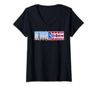 Mujer Bandera nuyoricana de Nueva York Puerto Rico Taino Boricua Camiseta Cuello V