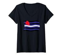 Mujer Bandera Ondulada de Cuero Orgullo Bondage Sadismo Masoquismo BDSM Camiseta Cuello V