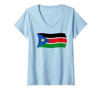 Mujer Bandera Ondulada de Sudán del Sur África Sudanesa A Camiseta Cuello V
