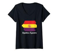 Mujer Bandera Orgullo Segunda República Española Camiseta Cuello V