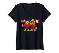 Mujer Bandera Países Bajos Canadá Raíces neerlandesas Canadiense Camiseta Cuello V