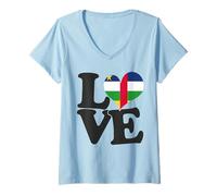 Mujer Bandera patriótica de corazón de la República Centroafricana Camiseta Cuello V