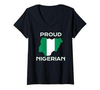Mujer Bandera patriótica de Nigeria para Hombres, Mujeres y niños, Orgulloso nigeriano Camiseta Cuello V